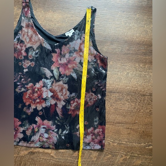 TRIBAL JEANS sexy sequin floral swing cami tank floral shiny sz M party date EUC - Picture 10 of 13